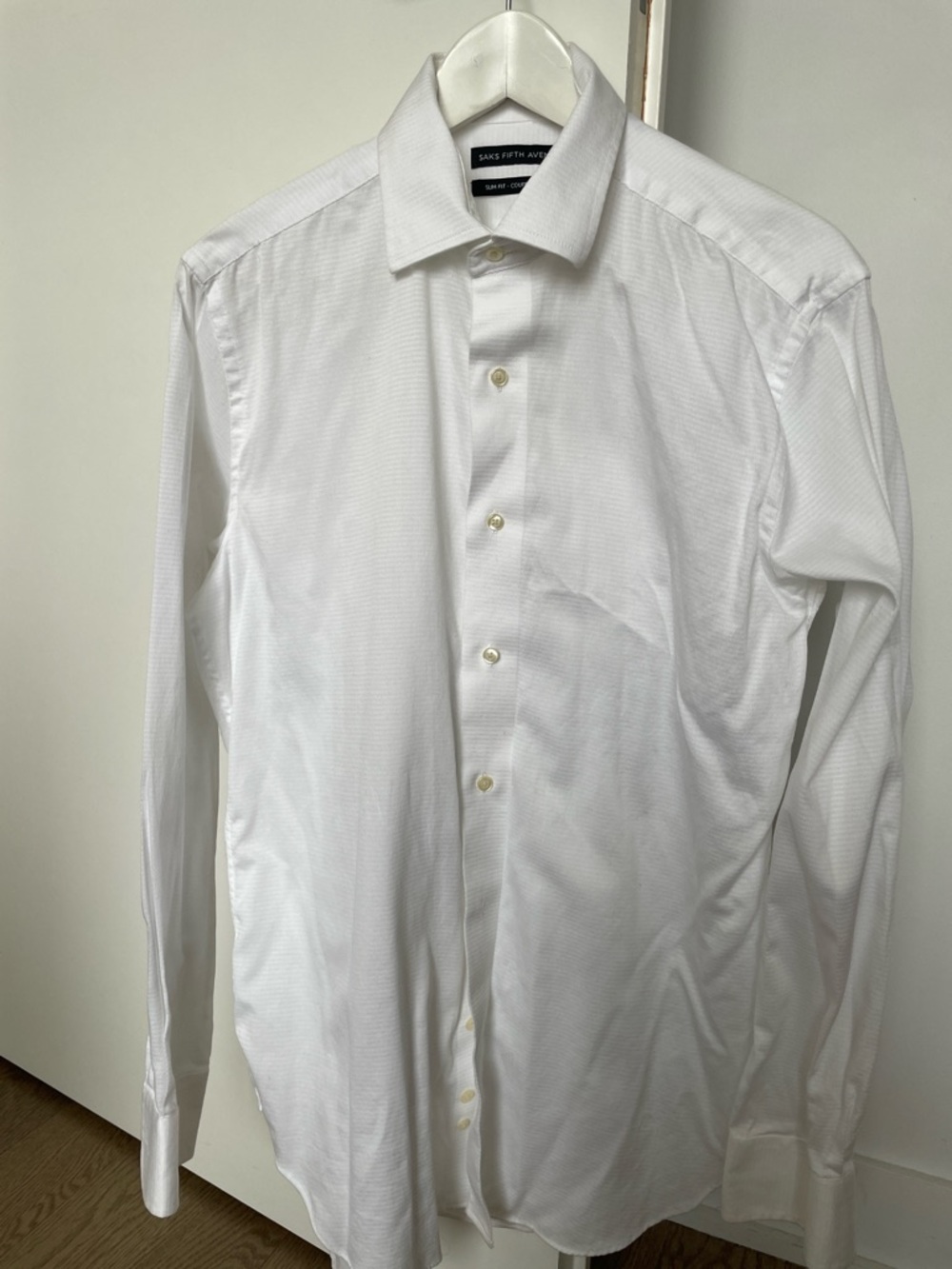 Saks Fifth Avenue White Textured Men's Dress Shirt